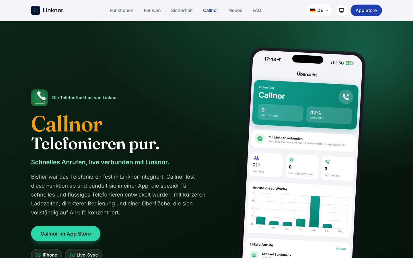 Screenshot von Callnor